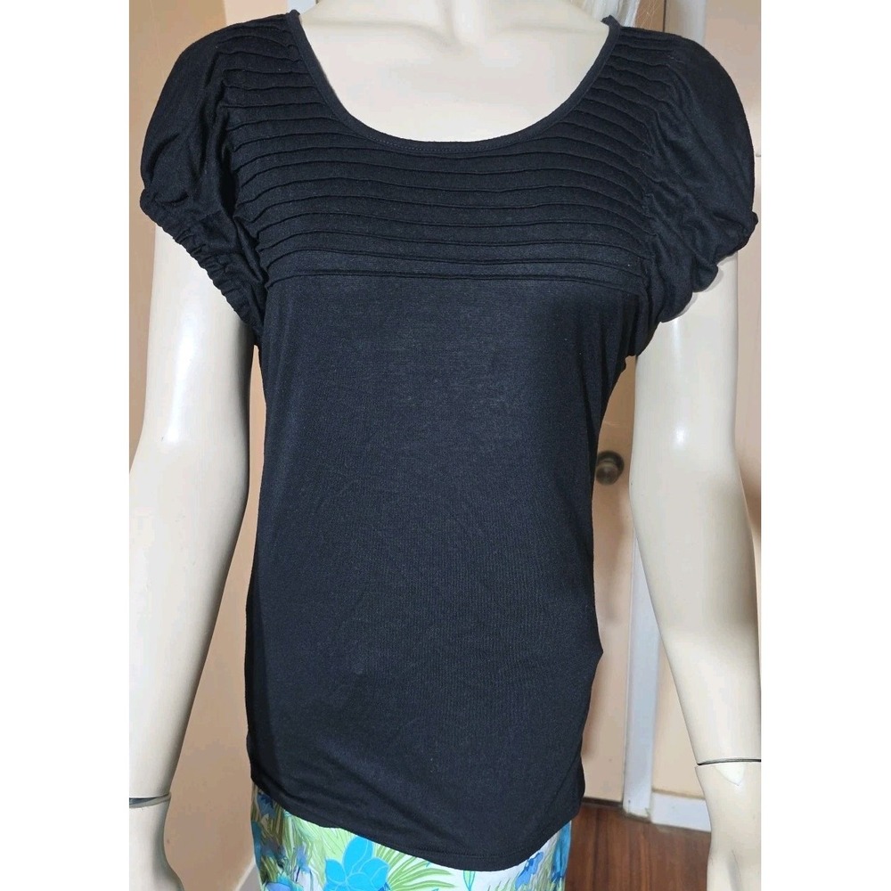 BKE‎ Shirt Womens Medium Black Puff Sleeve Dark Fairy Grunge Y2K Baby Tee Goth